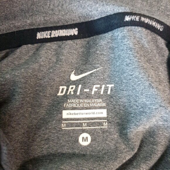 Nike Mens Running Top M Gray 1/4 Zip Pullover Dri-Fit Athletic Sporty Reflective - Picture 4 of 8